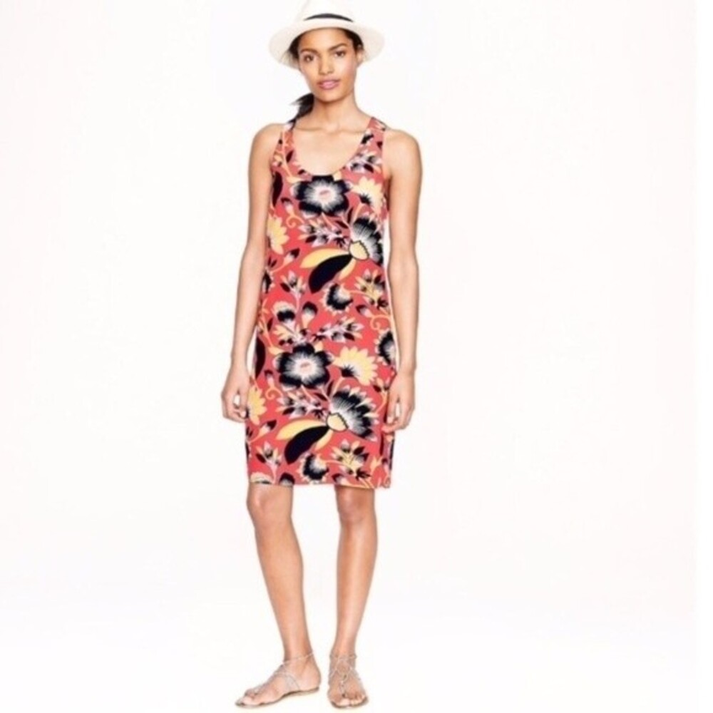 J.Crew Twist Back Silk Hibiscus Floral Dress 0